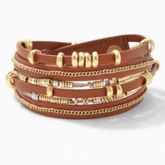 💜 Stella & Dot Maize Leather Wrap Bracelet - Picture 2 of 6